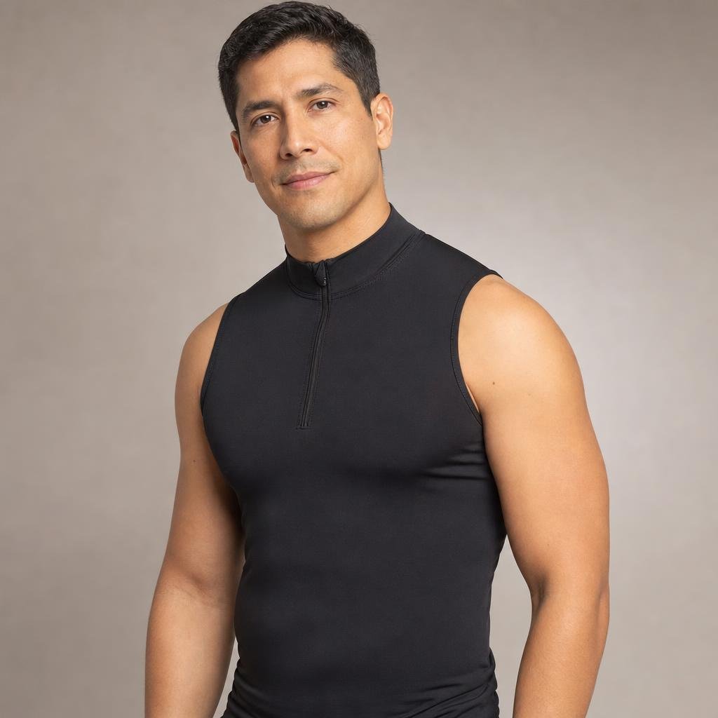 Hombre usando la playera de compresión negra